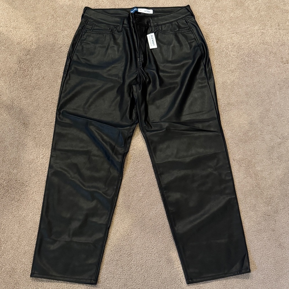 Old Navy Black Faux Leather High-Rise Pants